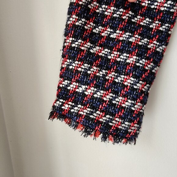 Ann Taylor Lined Tweed Jacket Size 6P Blazer Double Button Red White Blue Black - Picture 6 of 9